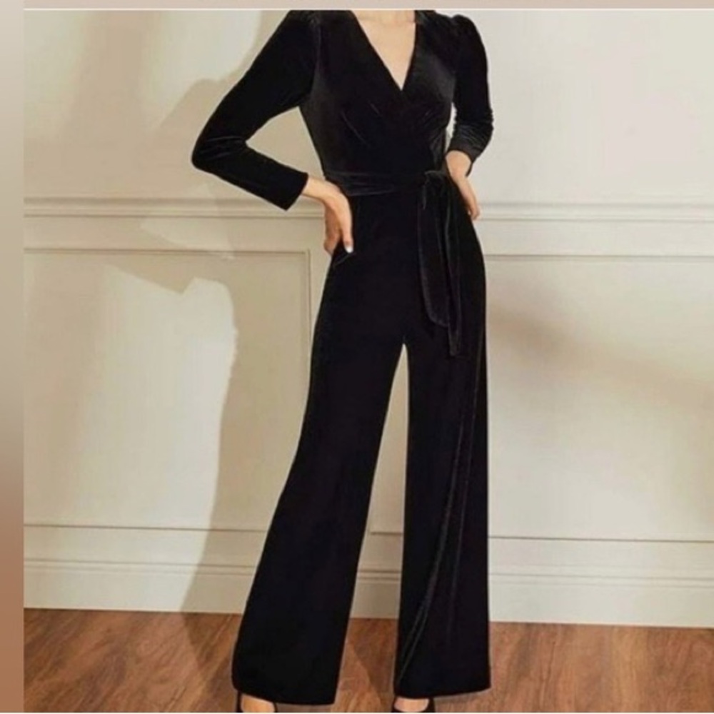 Antonio Melani Miranda Velvet Black Jumpsuit, Size 12, NWT!